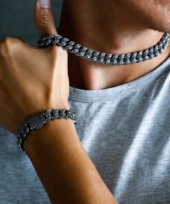 12mm Black Iced Miami Cuban Link Chain